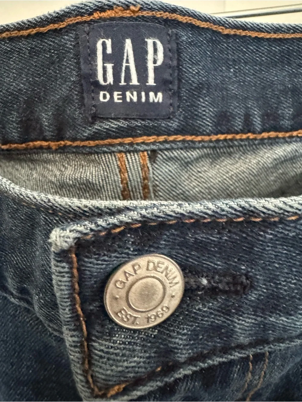 GAP Slim Straight Worn Dark Blue Denim Stretch Cotton Jeans